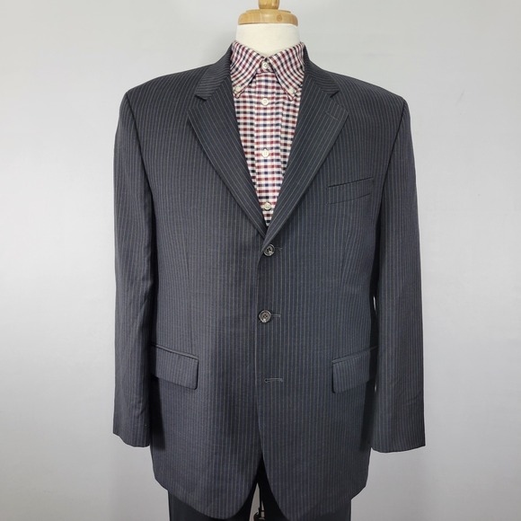 Lauren Ralph Lauren Men's Sport Coat Blazer‎ Three Button Gray Striped Wool 44R